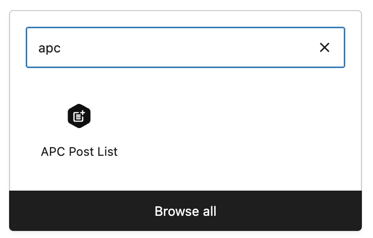Image showing the APC Block in the browse section.