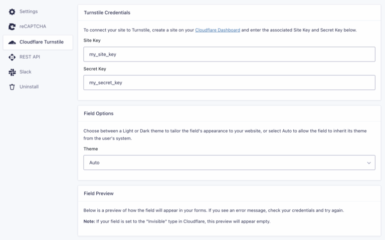 Setting up the Cloudflare Turnstile Add-on