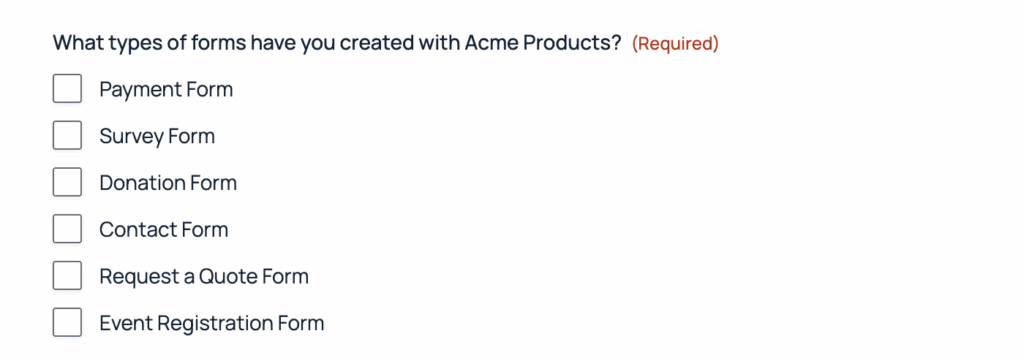 Survey Checkboxes field
