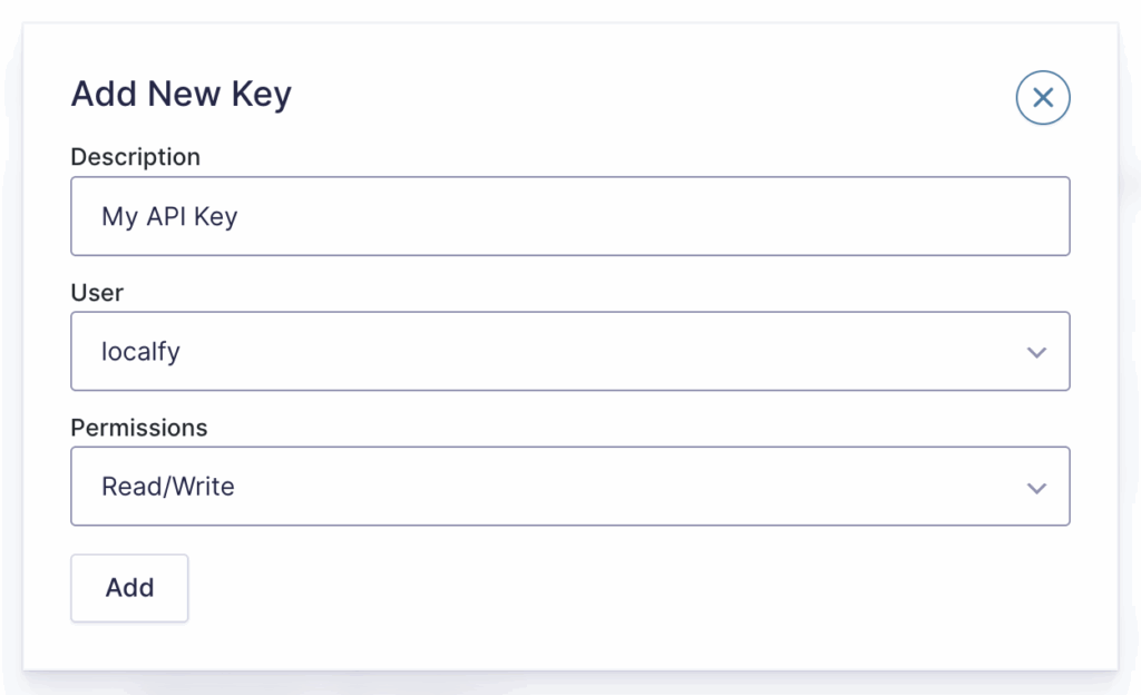 Image showing API Key settings