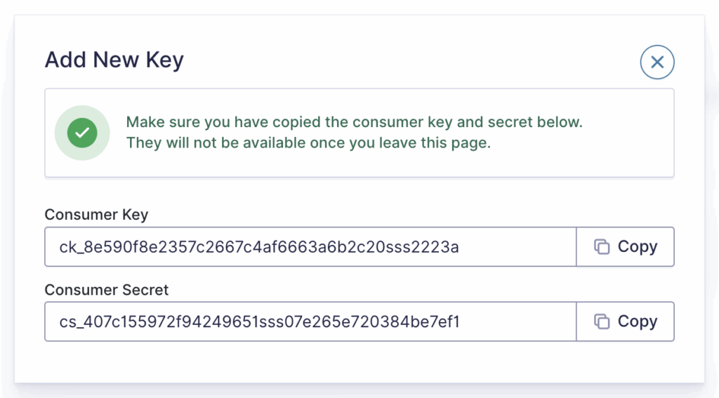 Image showing consumer key and consumer secret