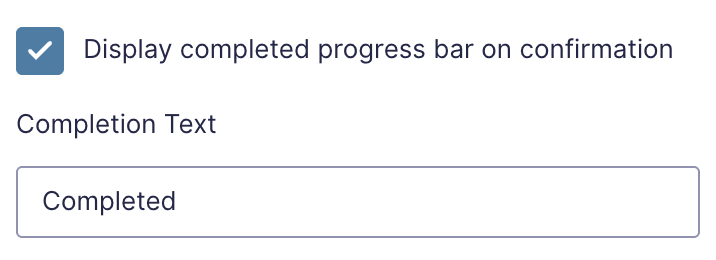 Image showing progress bar confirmation message settings.