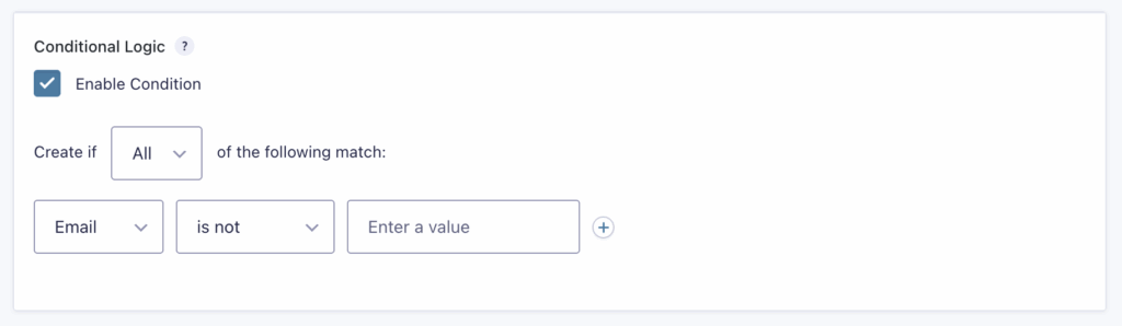 Image showing Conditional Logic settingsfor a feed