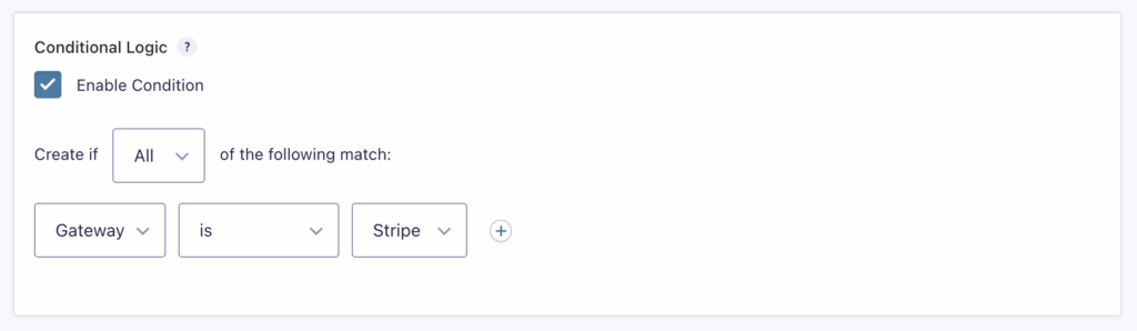 Image showing Conditional Logic settingsfor a feed