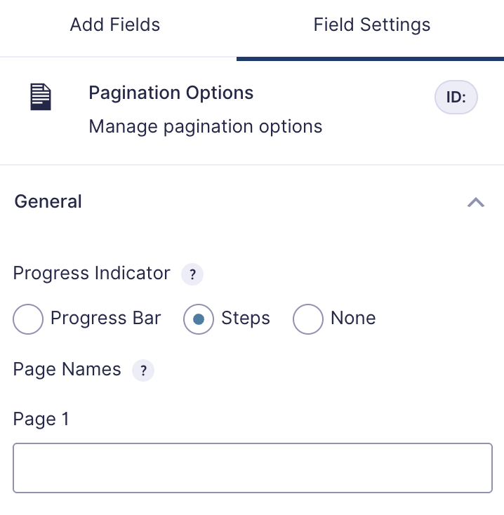 Image showing the Steps settings in the form editor