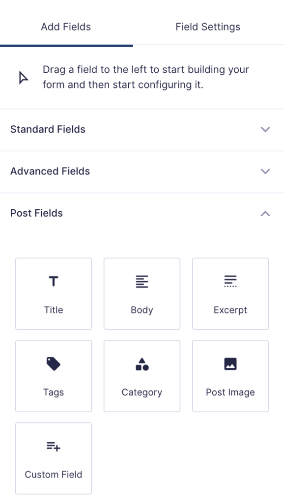 Image showing post fields in the form editor