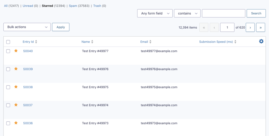 Image showing the Entries list filtered by starred entries