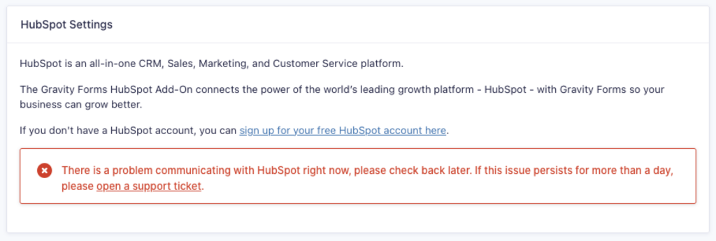 Image showing HubSpot button not displayed.