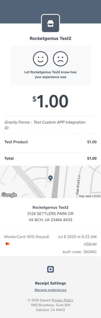 Image showing Square receipt