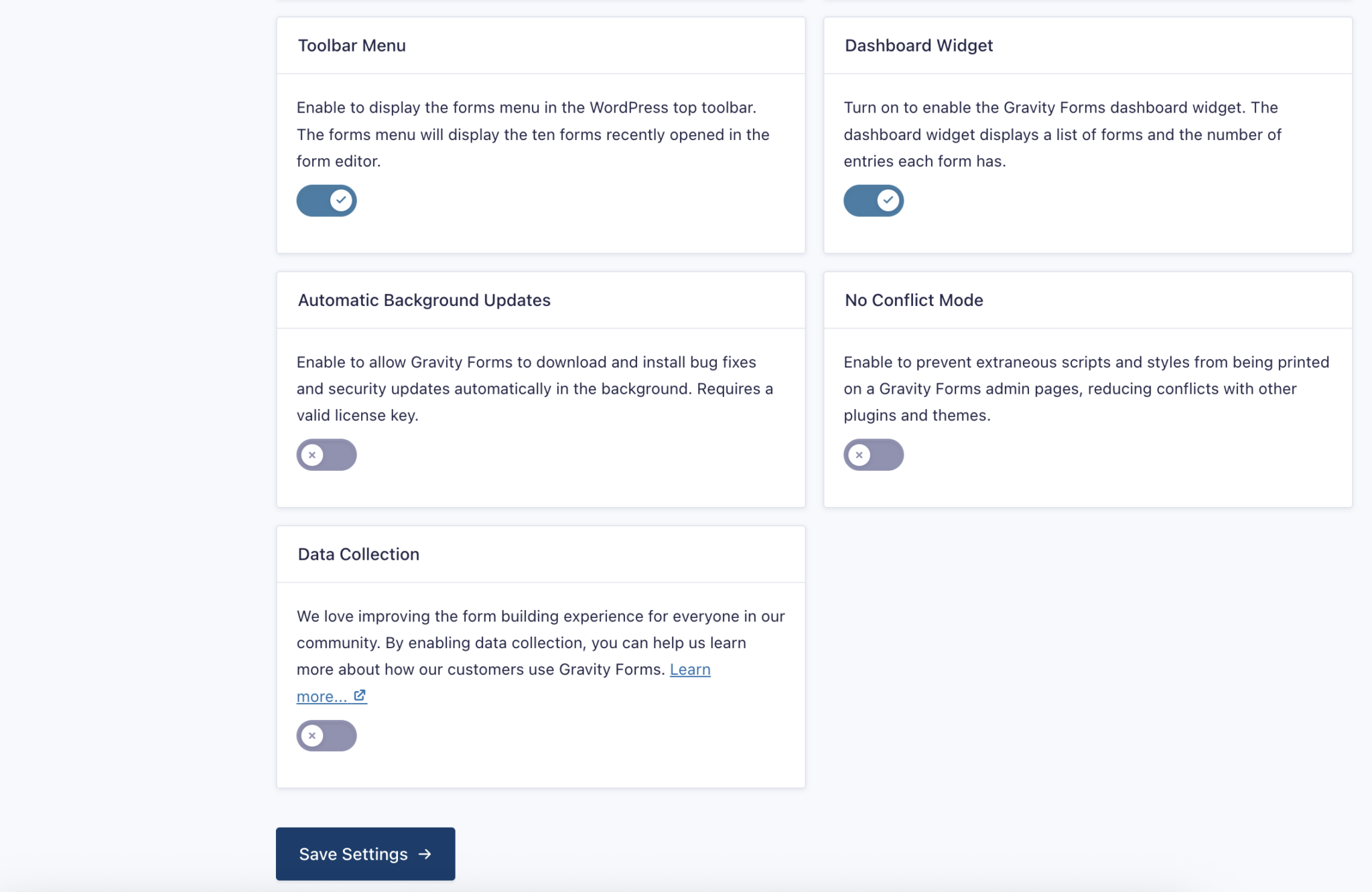 Gravity Forms Settings Page - Gravity Forms Documentation