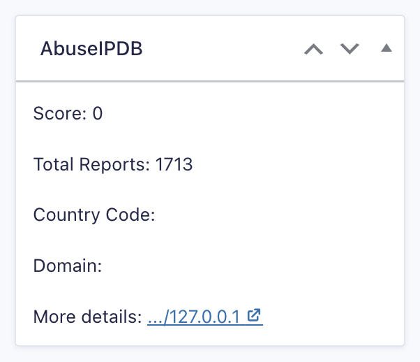 Image showing AbuseIPDB metabox in the Entry Details