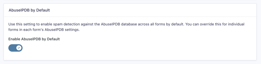 Image showing AbuseIPDB Global Settings