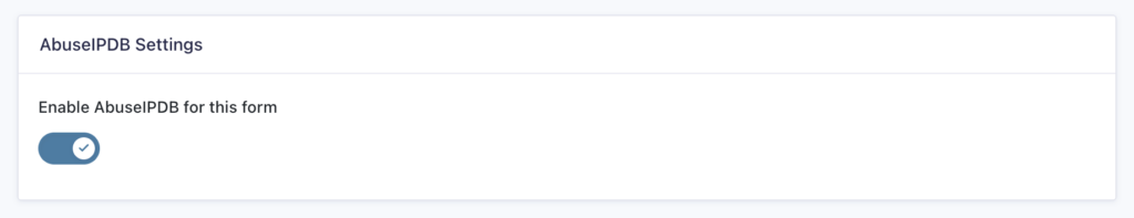 Image showing AbuseIPDB Per Form Settings