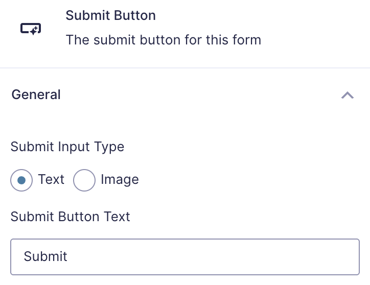 Image showing Submit Button General Settings