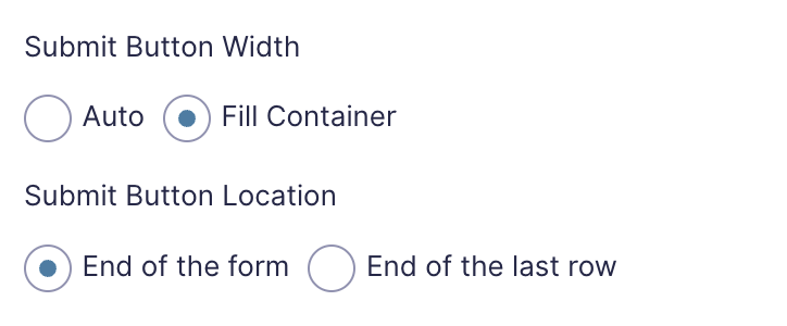 Image showing Submit Button appearance settings