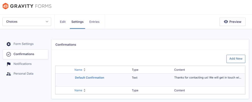 Image showing Gravity Forms Default Confirmation