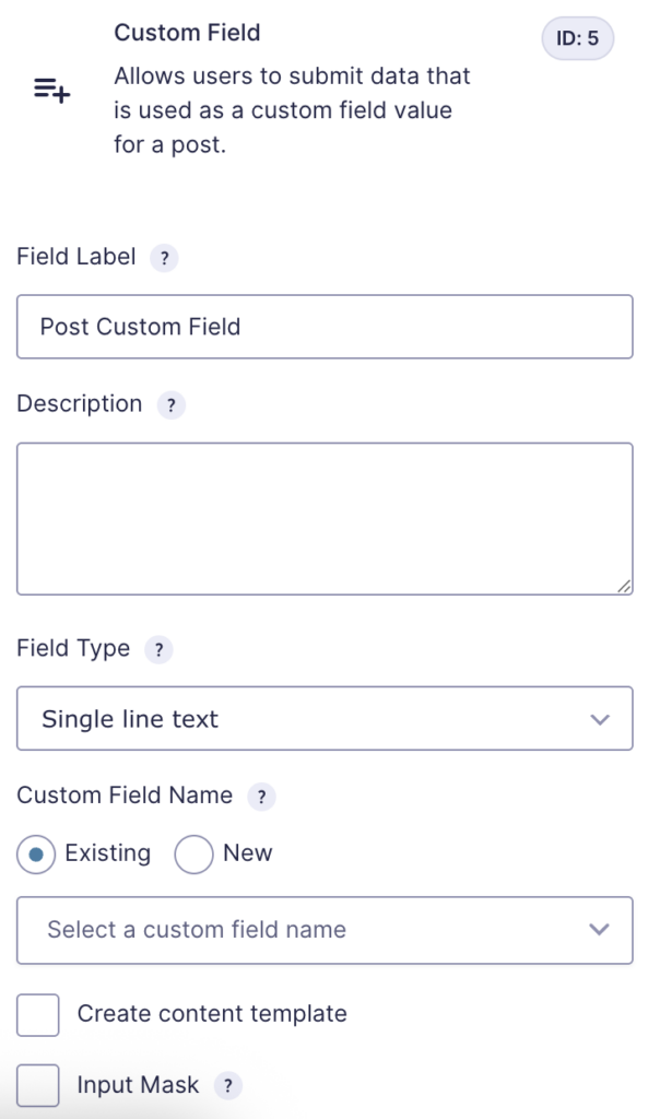 GForms Post Custom Field General Settings