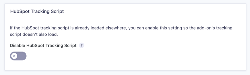 Image showing HubSpot Add-On Tracking Script Settings