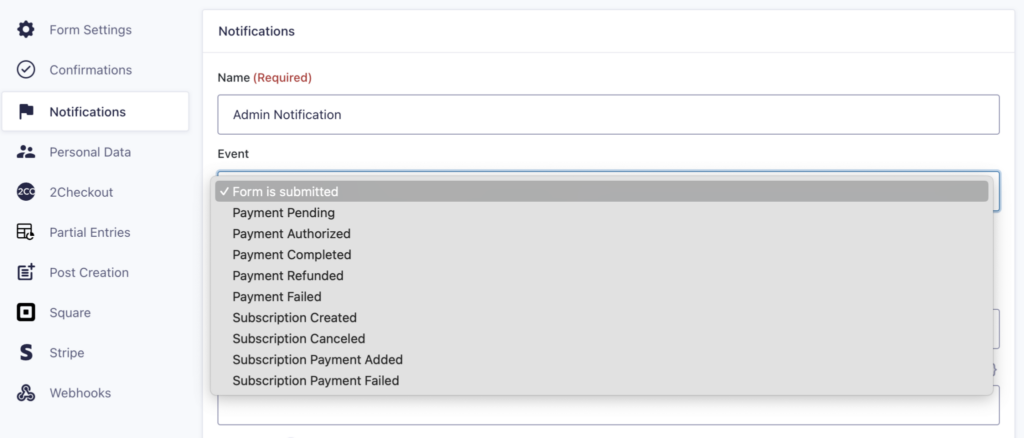 Image showing Notification Events