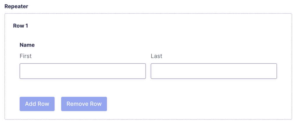 Repeater field as displayed in theĀ Form Editor.