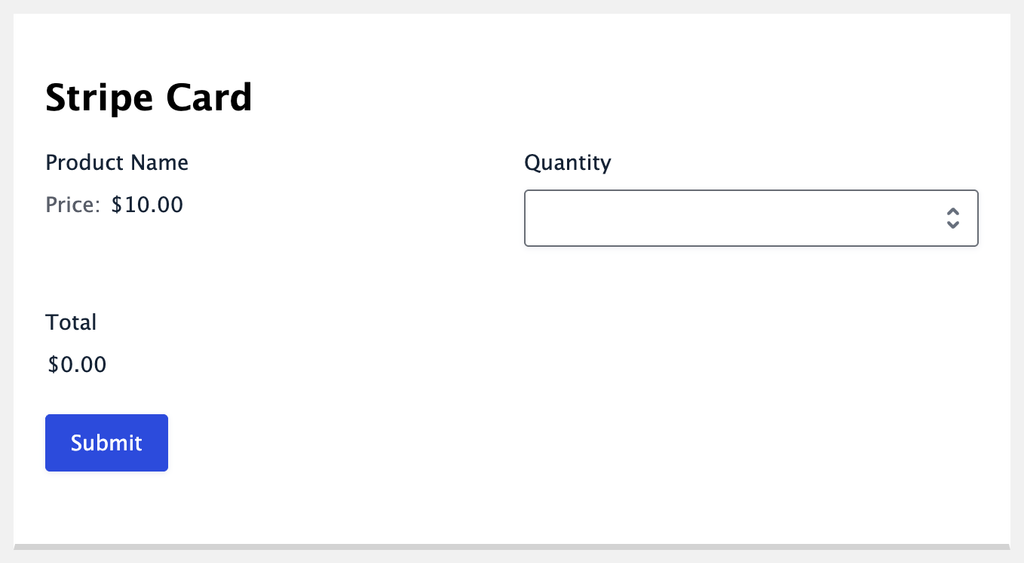 Stripe Field not shown because the amount due is 0.