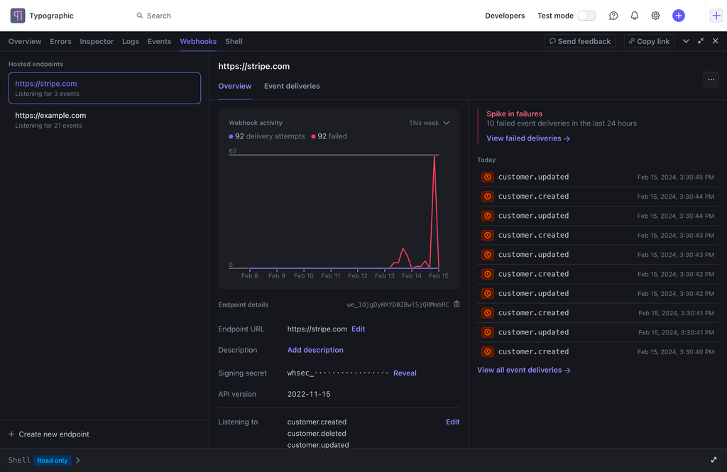 API versions in Stripe Workbench