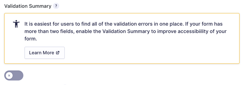 Validation Summary accesibility warning